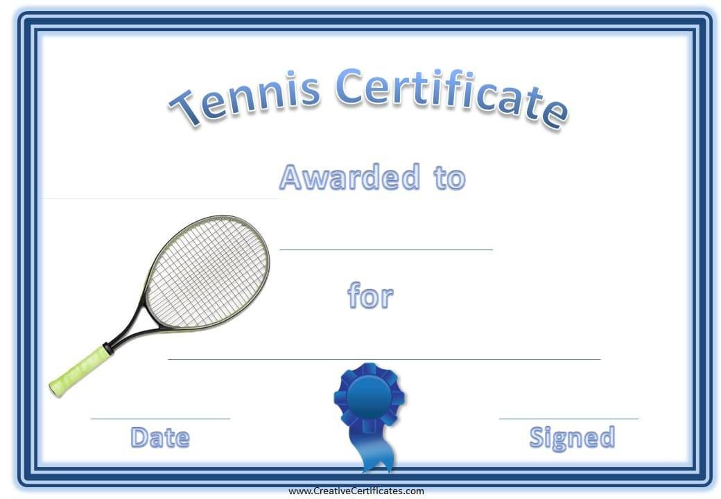 Free Tennis Certificate Templates | Customizable &  Printable