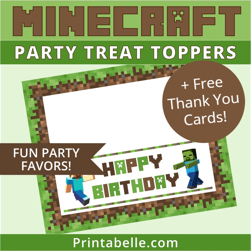 printable thank you card minecraft
