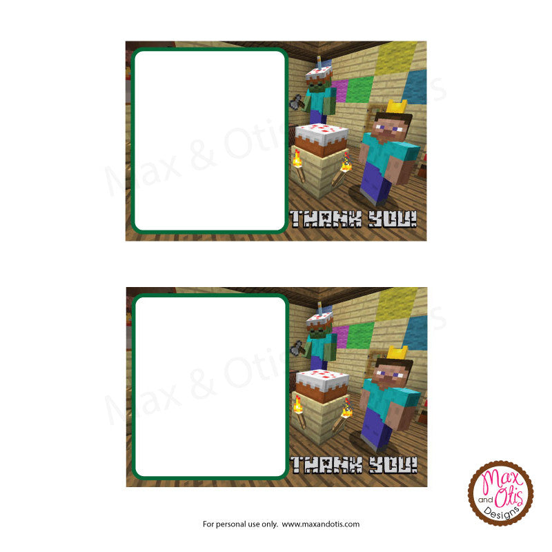 printable thank you card minecraft