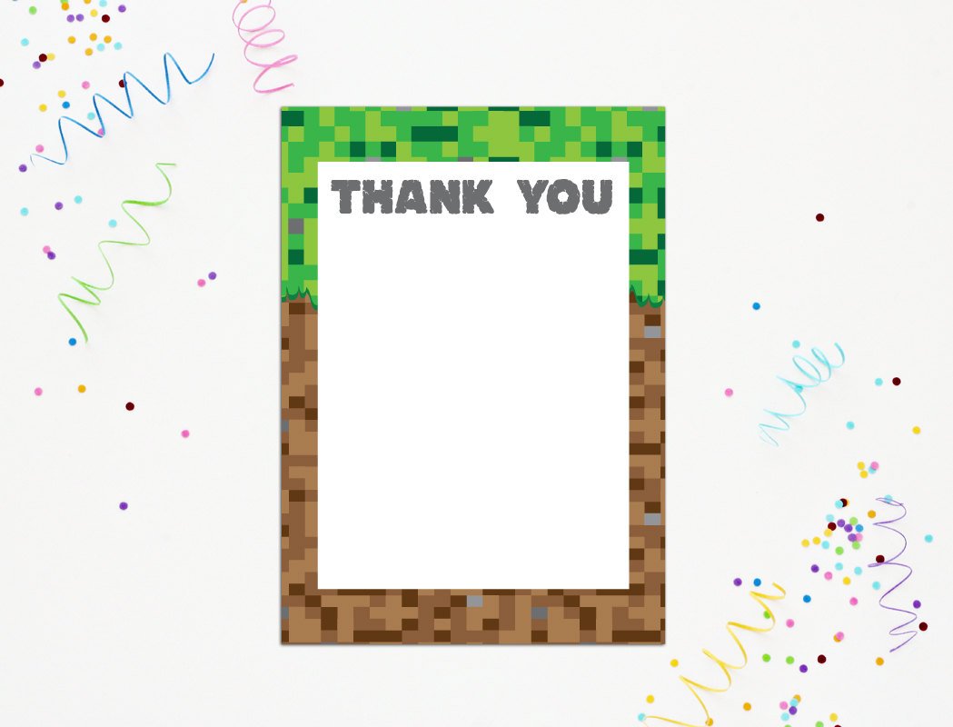 printable thank you card minecraft