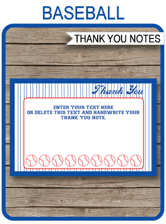 printable thank you cards baseball
