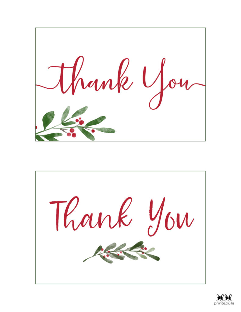 printable thank you cards christmas gift