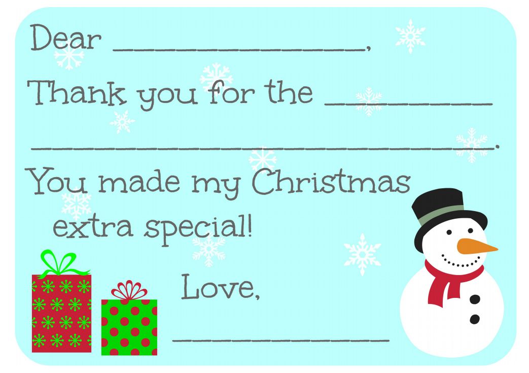 11 Free, Printable Christmas Thank You Cards