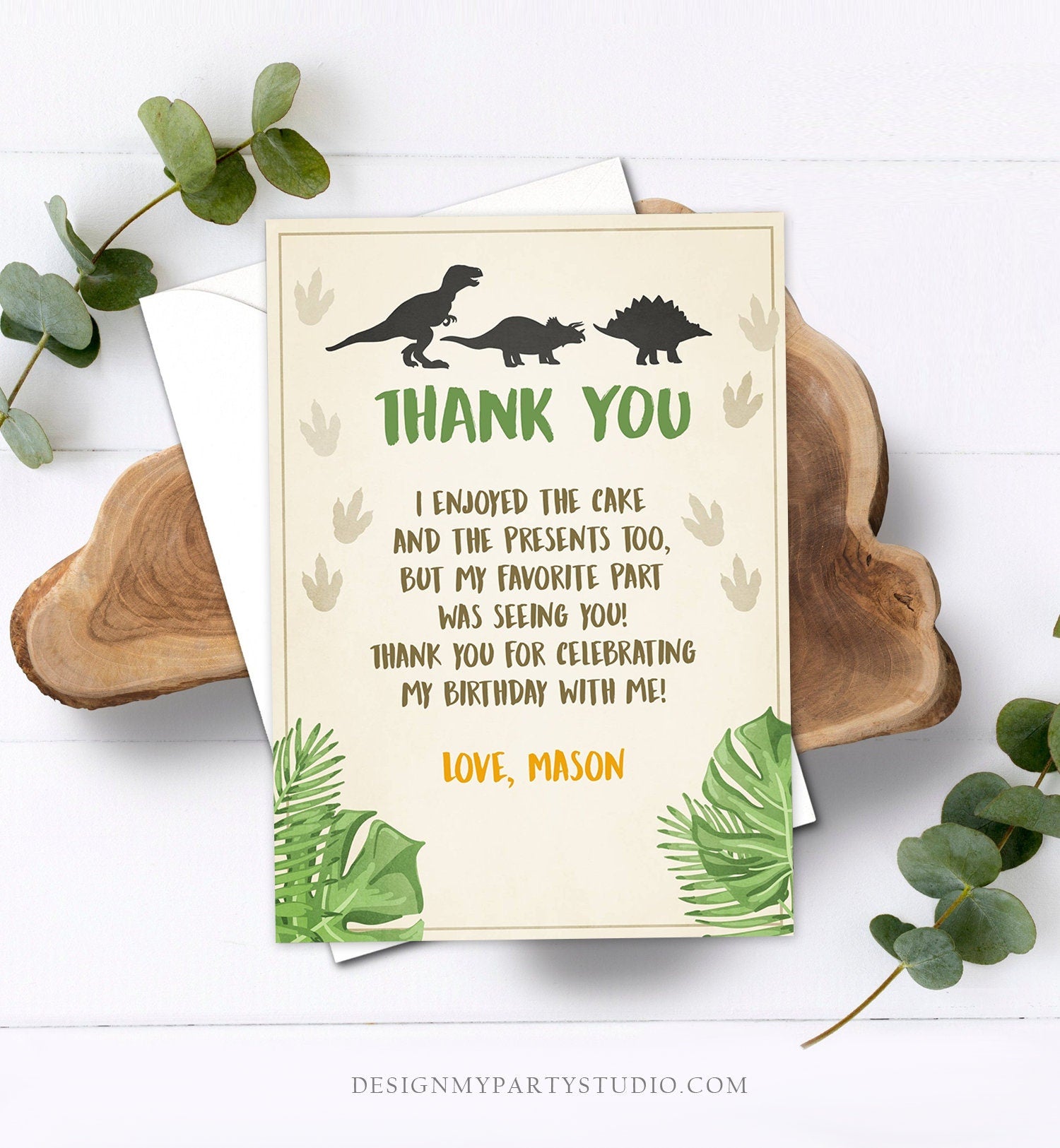 printable thank you cards dinosaur