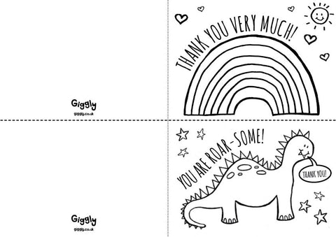 printable thank you cards dinosaur