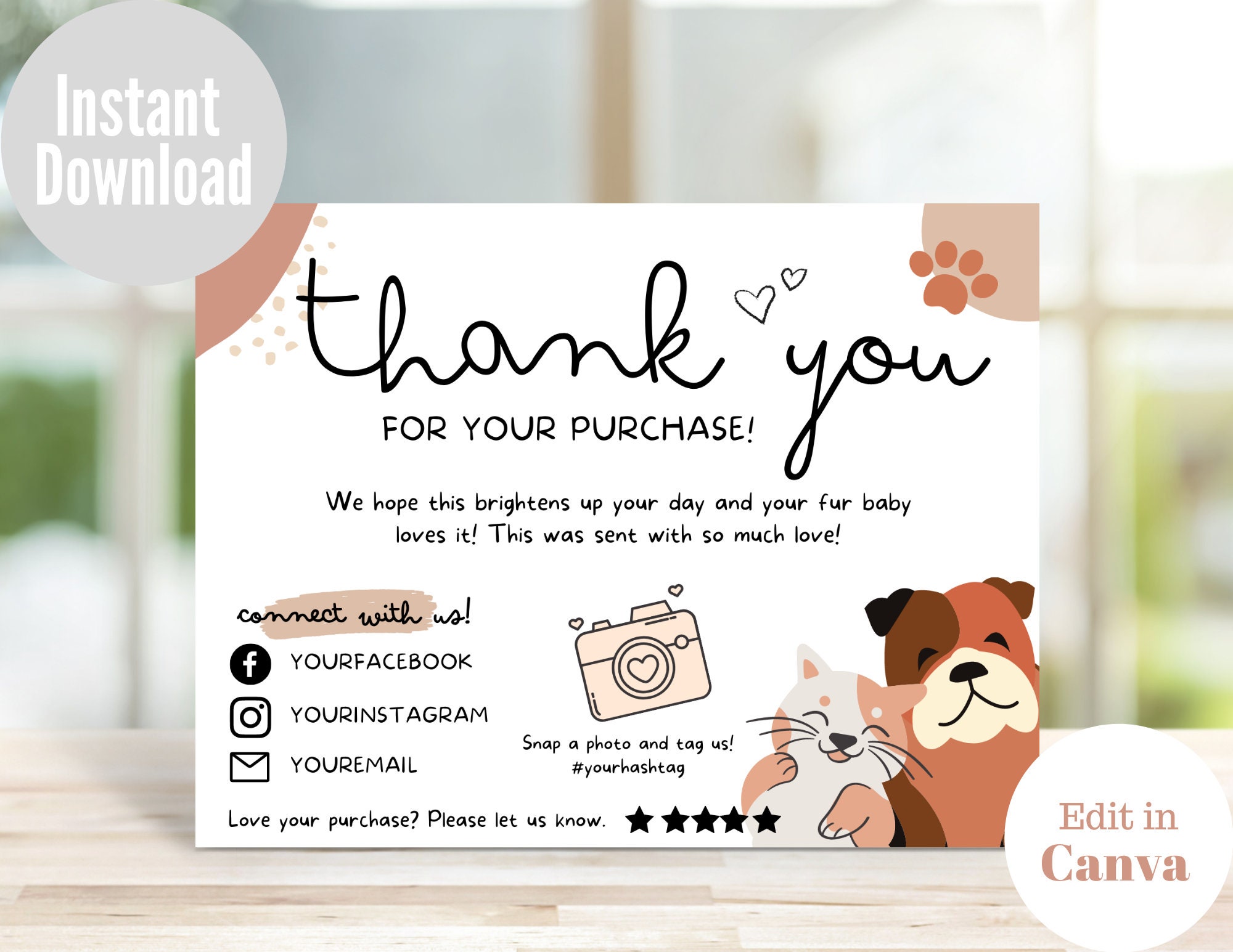 Pet Thank You Card Template, Dog Thank You Card, Pet Business Card ...
