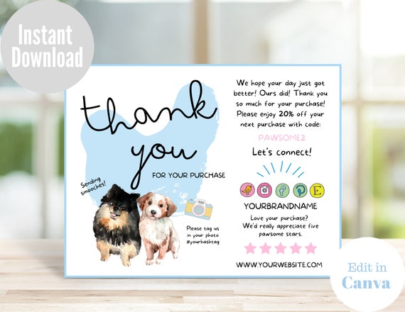 printable thank you cards dogs