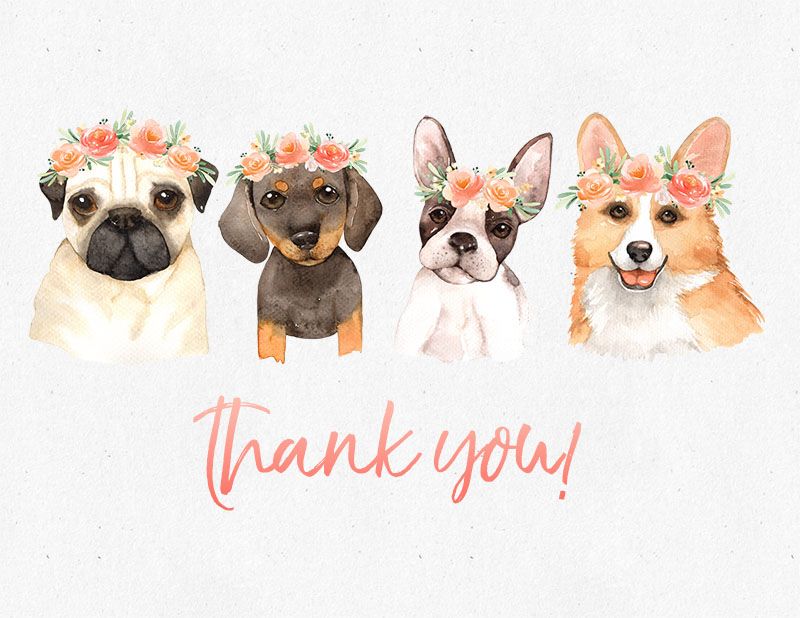 printable thank you cards dogs