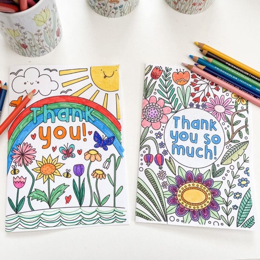 printable thank you cards in color