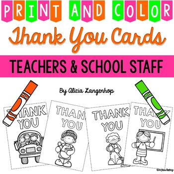 Teacher Appreciation Thank You Cards for Teachers and School Staff
