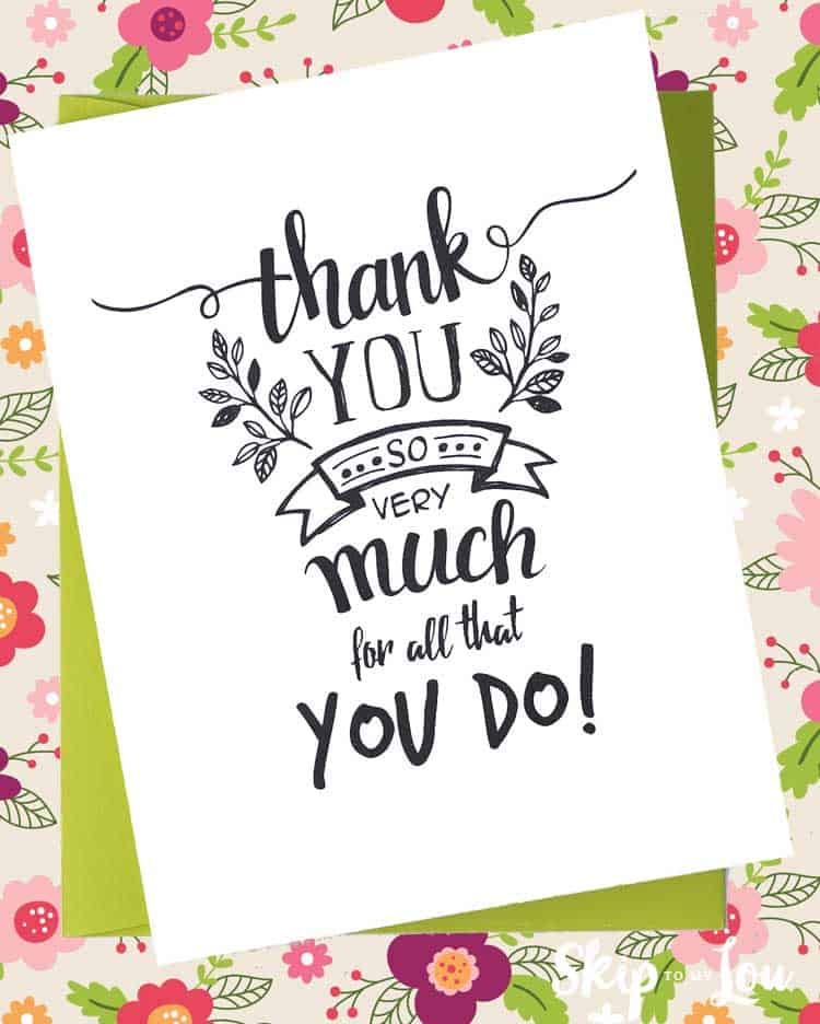 printable thank you cards school