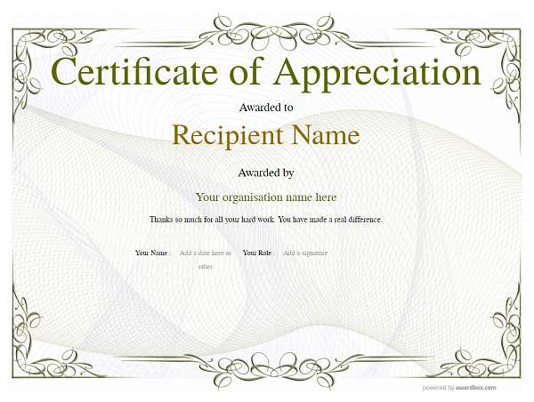 Free Certificate of Appreciation template - Simple to Use and ...