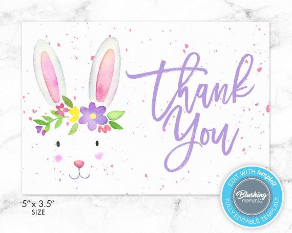 Easter Thank You Card, Printable Thank You Card, Easter Bunny ...