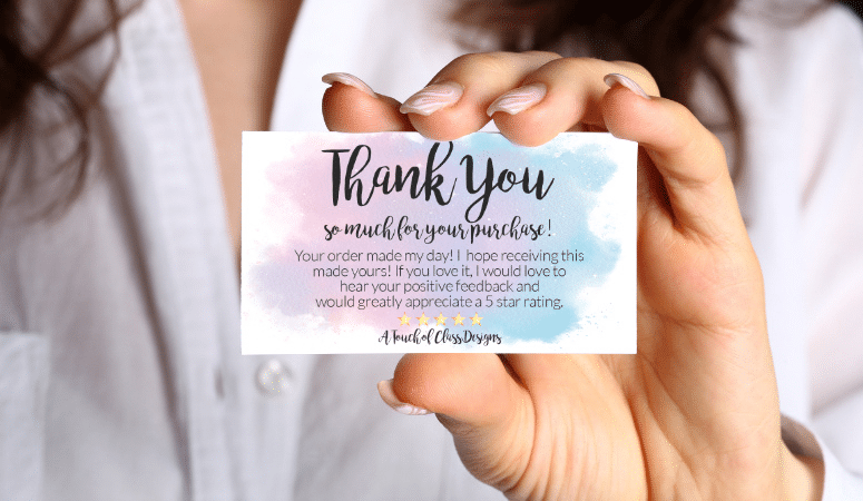Printable Thank You for Your Purchase Cards - A Touch of LA