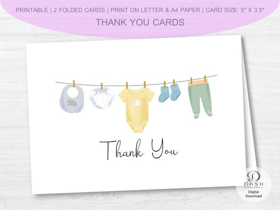 Baby Shower Thank You Cards for Baby Girl and Baby Boy Gender ...