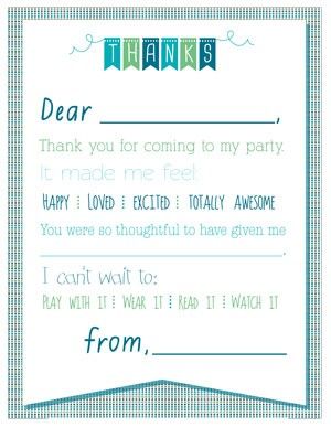 Printable Birthday Thank You Notes - Worksheets Library