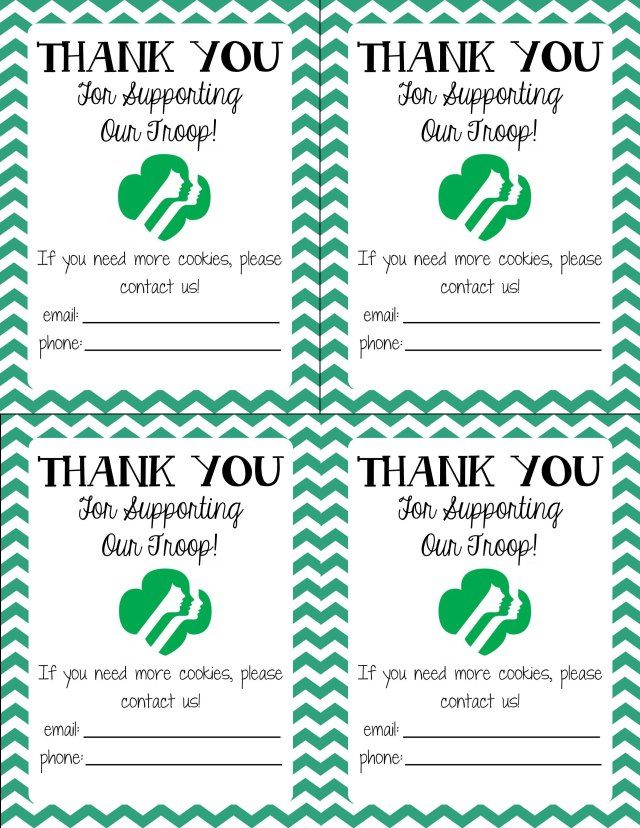 printable thank you notes for girl scout cookies