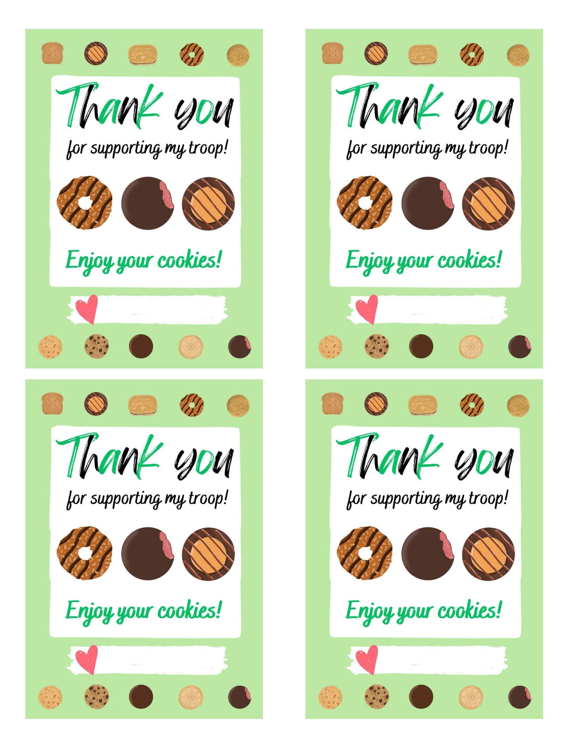 Free Girl Scout Cookies Thank You Card Printable Welcome Worksheets 