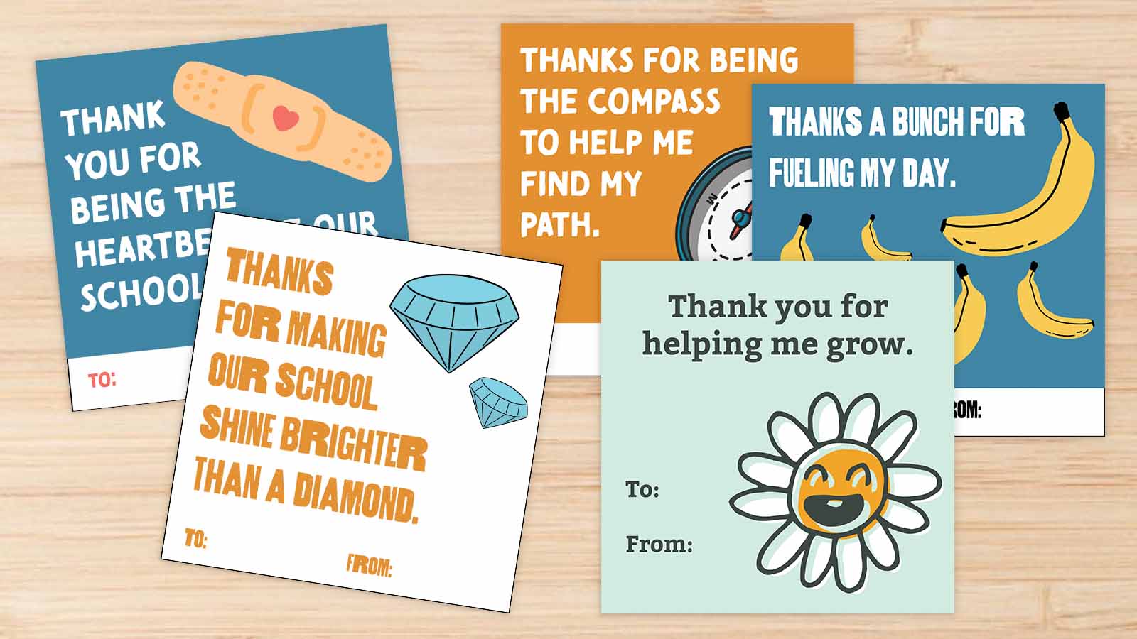 Free Printable Thank-You Cards for Custodians, Librarians &  More