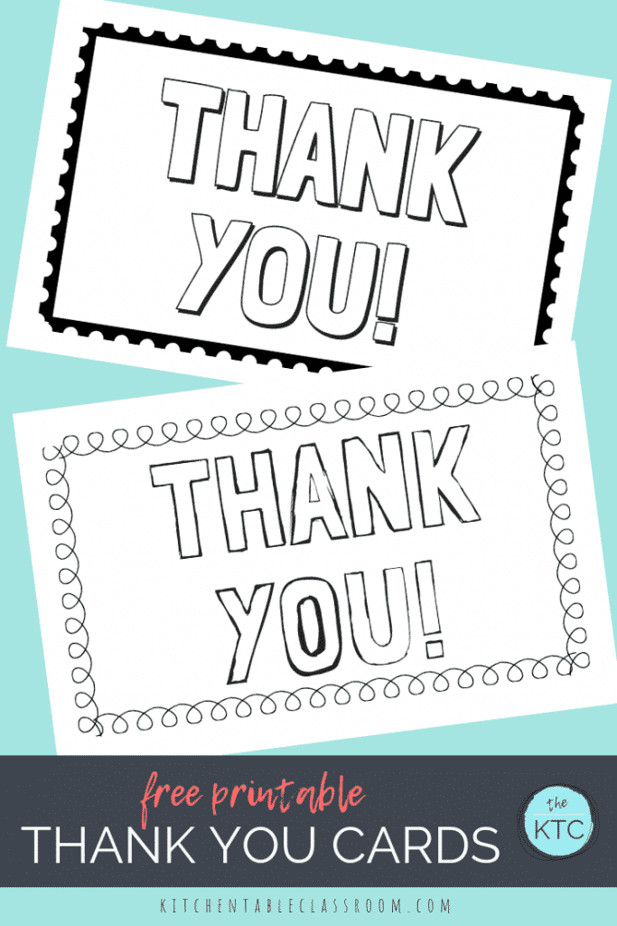Printable Thank You Cards for Kids - The Kitchen Table Classroom