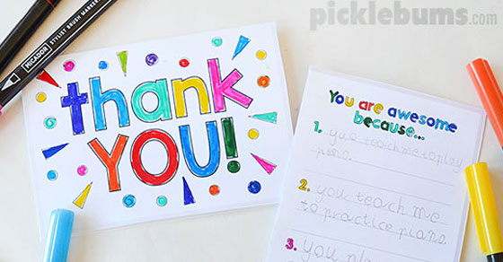 Printable Thank You Cards to Make With Your Kids