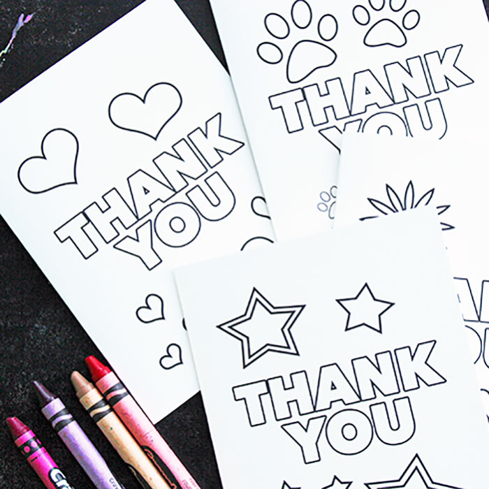 Free Printable Thank You Cards for Kids to Color &  Send | Sunny ...