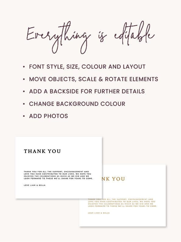 Elegant Wedding Printable Thank You Card Template Online ...