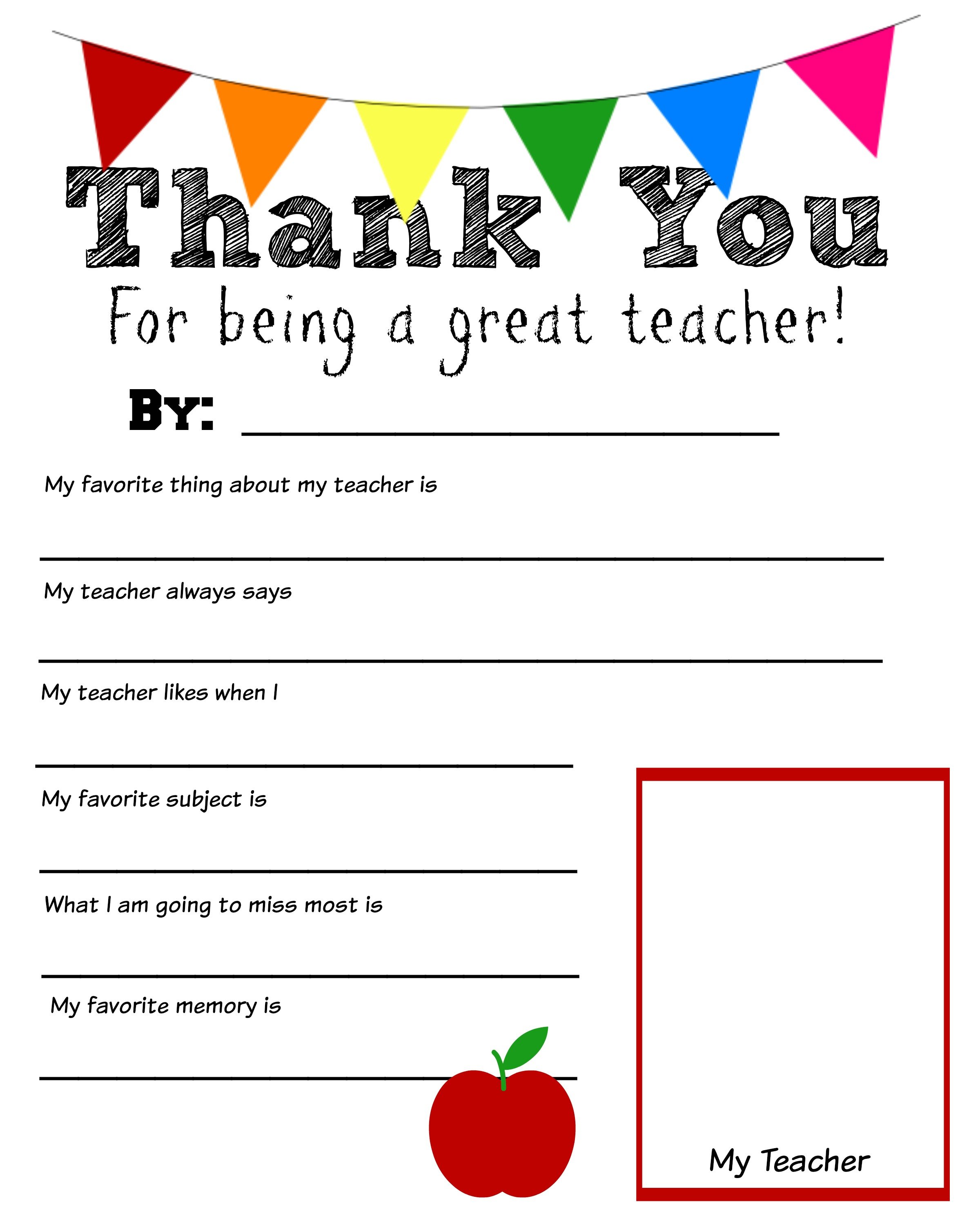 printable thank you notes to teachers