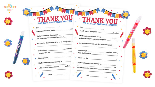 printable thank you notes to teachers