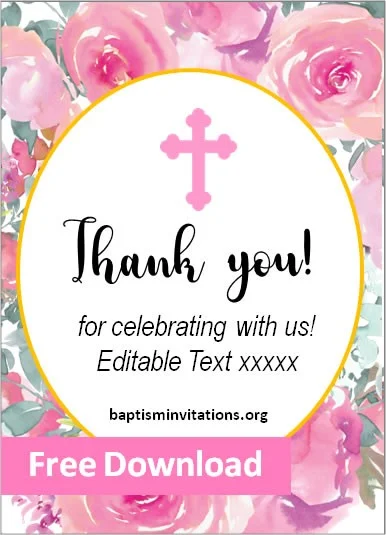 Free Printable Baptism Thank you Cards Templates Baptism Invitations