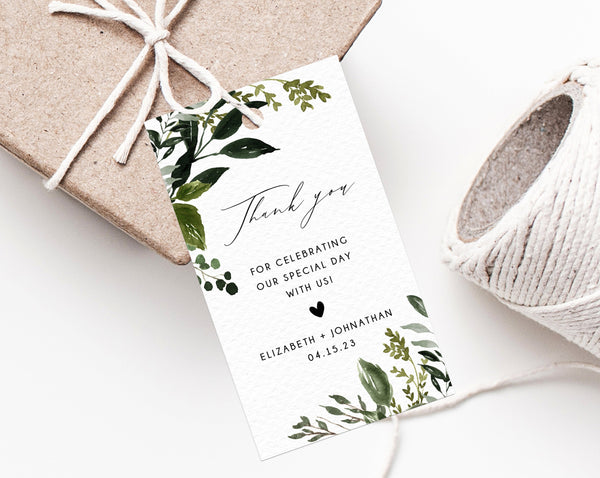 Boho Greenery Wedding Favor Tag Template, Thank You Tag, Favor ...