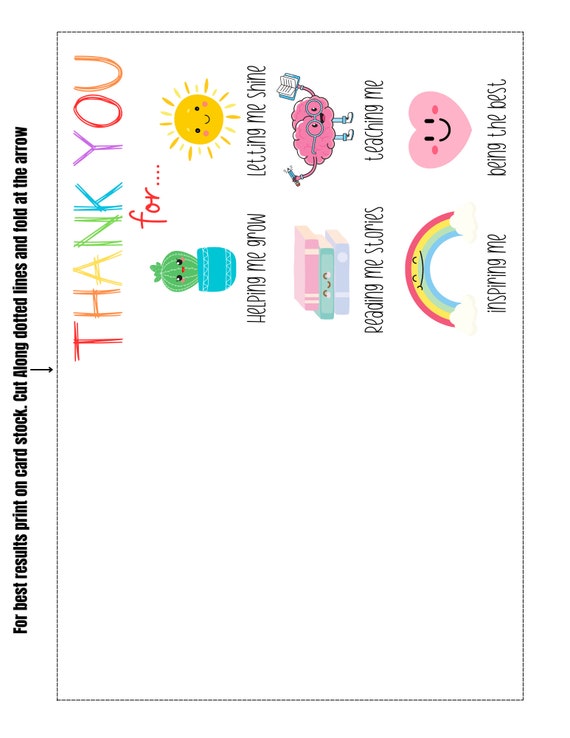 Teacher Thank You Cards Printable, Printable Teacher Greeting Card ...