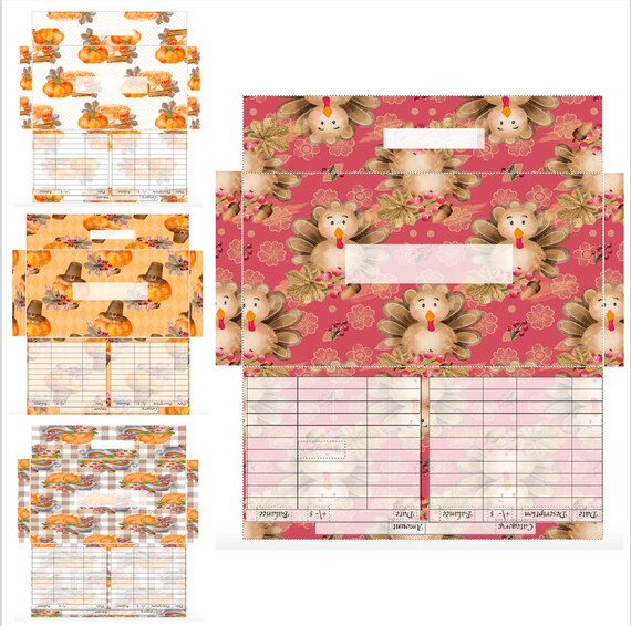 Set of 4 Thanksgiving Theme Cash Envelopes-printable  