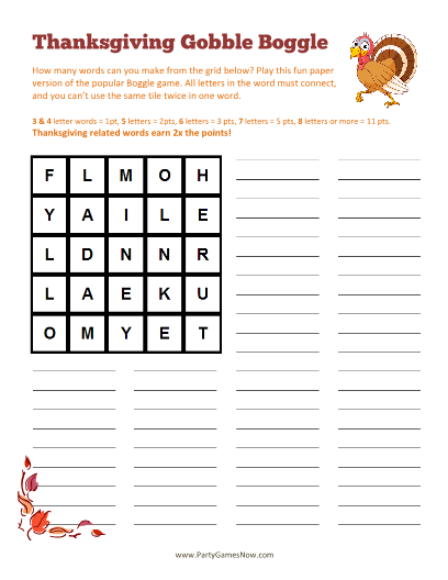 Printable Thanksgiving Games | LittleHaloJ