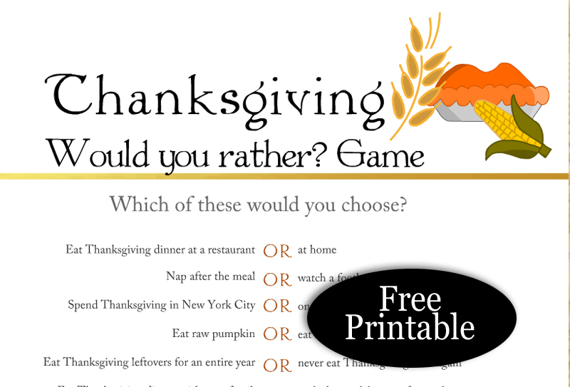 Printable Thanksgiving Games to play with your family