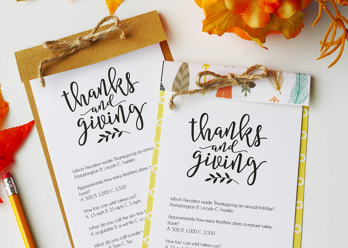 printable thanksgiving quiz with answers