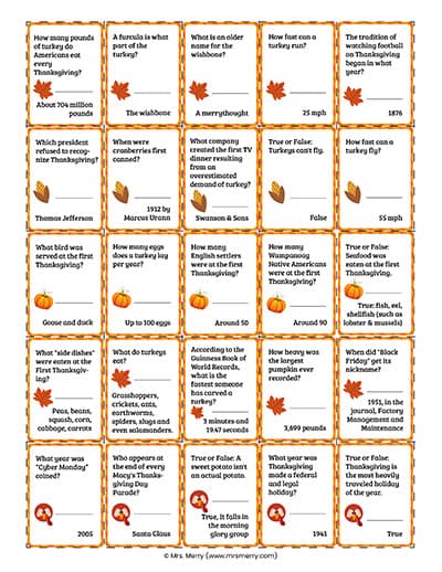 printable thanksgiving quiz with answers