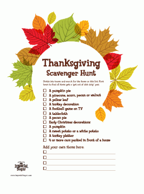 Thanksgiving Scavenger Hunt | Imperial Sugar