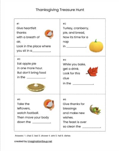 printable thanksgiving scavenger hunt