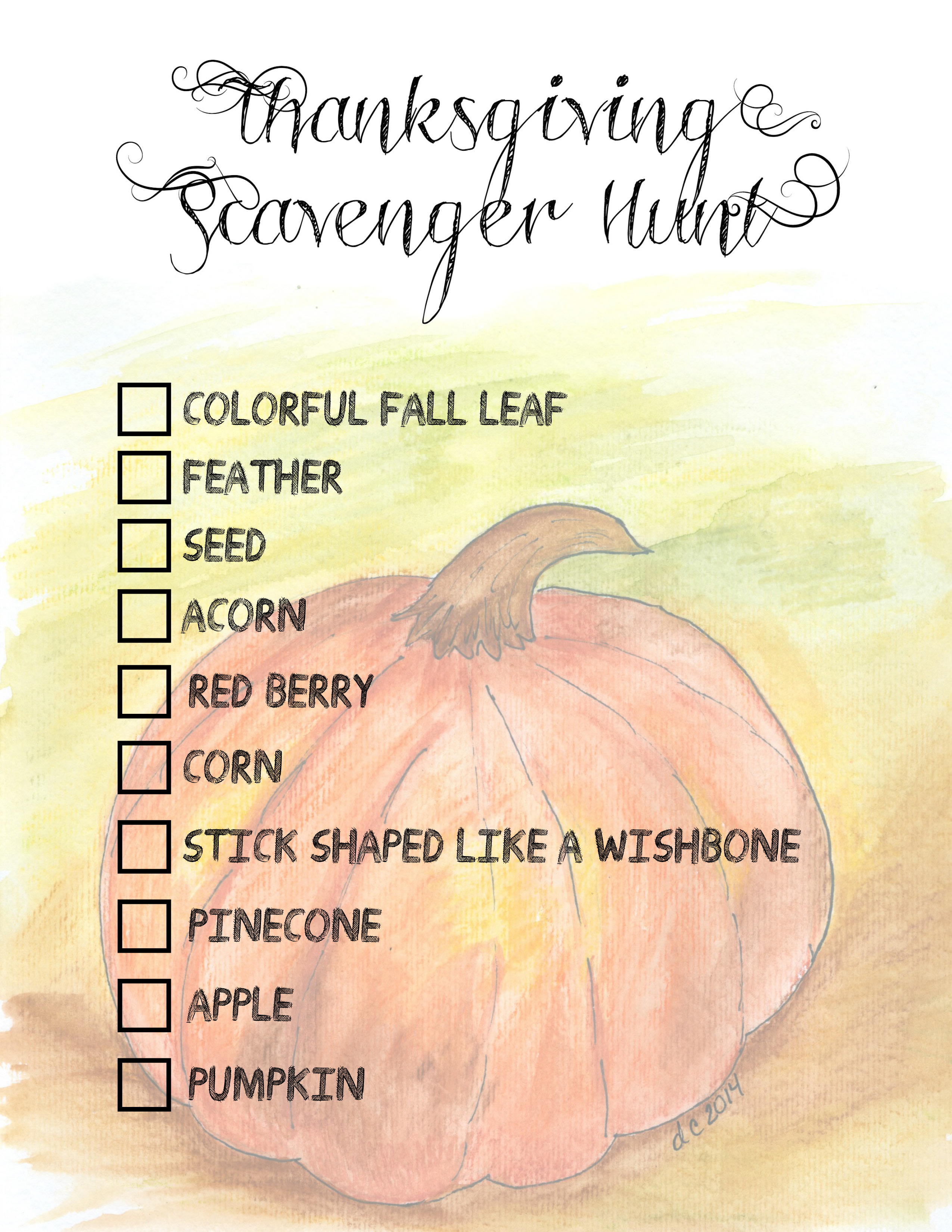 printable thanksgiving scavenger hunt