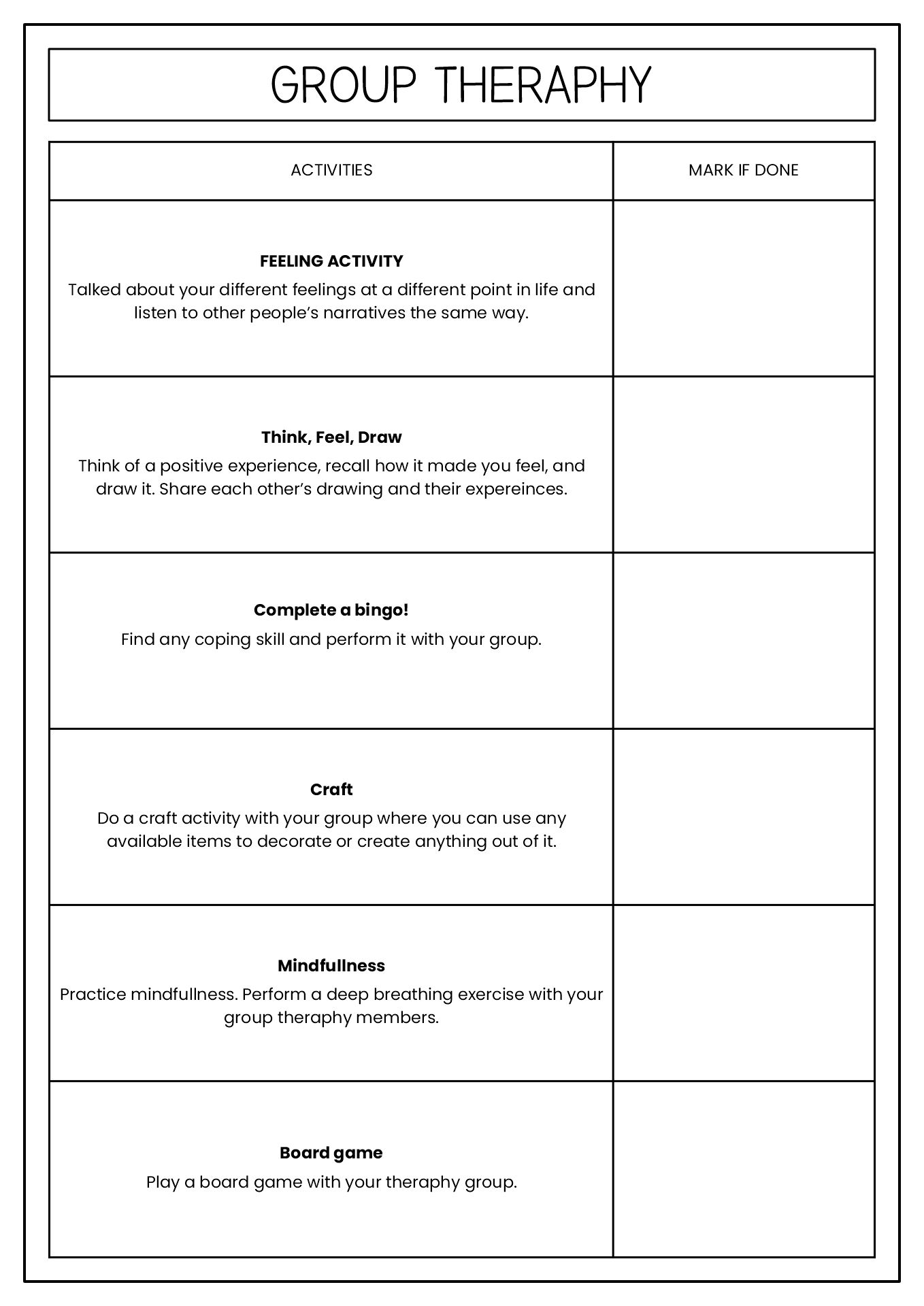 printable therapeutic worksheet