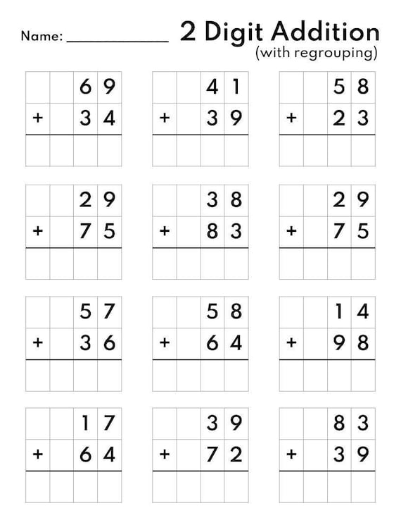 10 Printable Two Digit Addition Worksheets, Double Digit Addition ...