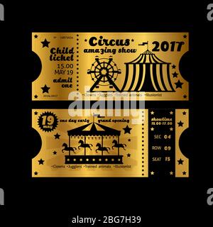 Vintage party invitation. Retro circus carnival ticket template Vector ...