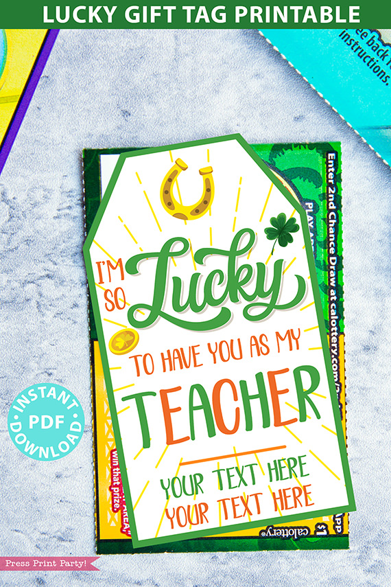 Teacher Gift Tag Printable, St. Patricks Day - Press Print Party!