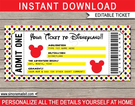 printable tickets to disney world
