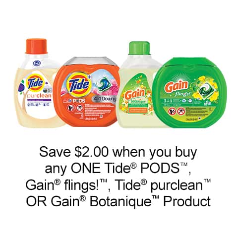 New Printable Coupons for Tide, Downy, Gain, Bounce and Ivory Snow
