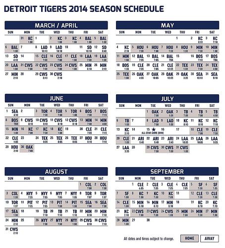 printable tigers schedule