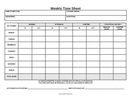 Weekly Time Sheet