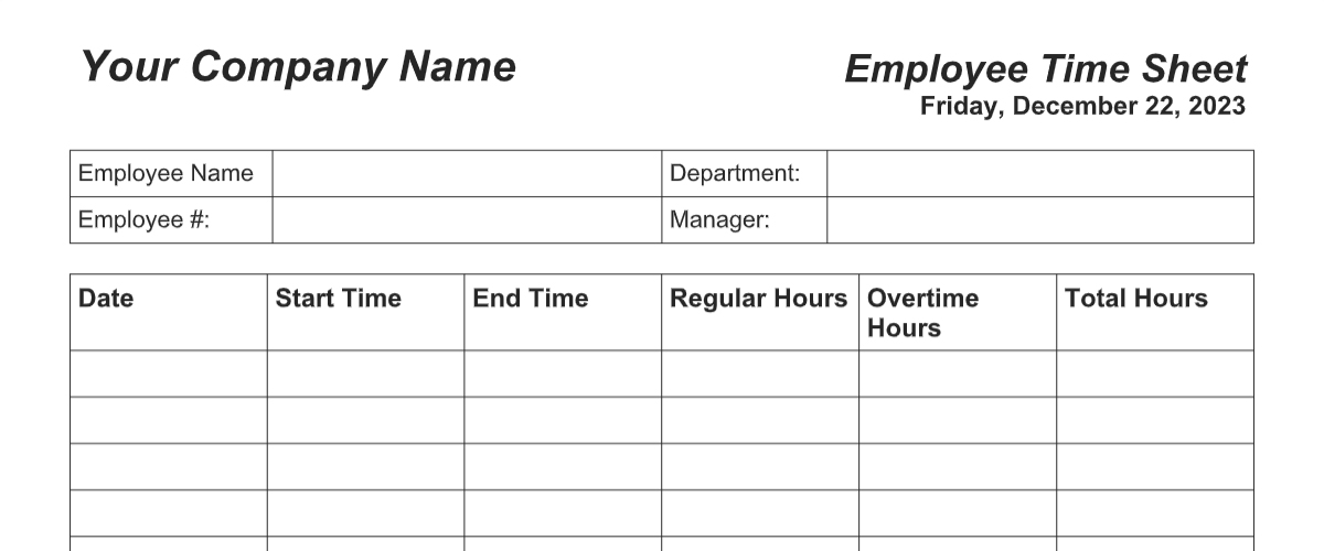 Free Timesheet Template &  Time Card Template | OnTheClock