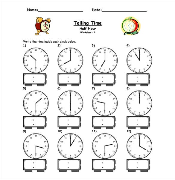 Time Worksheets | Time Worksheets for Learning to Tell Time